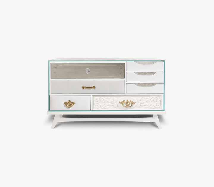 Mondrian White Bedside Table  Boca Do Lobo White Lacquer  