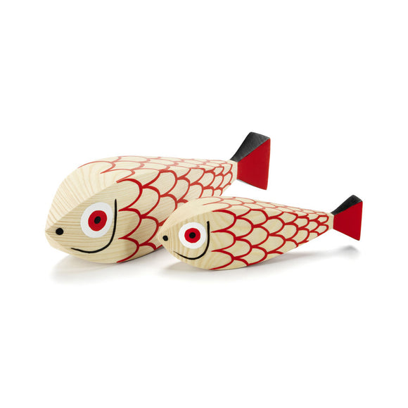 Wooden Doll Mother Fish and Child Figurines Vitra