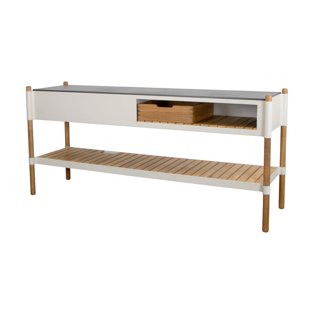 Sticks Outdoor Kitchen with Teak Shelf Outdoor Storage Boxes Cane-line