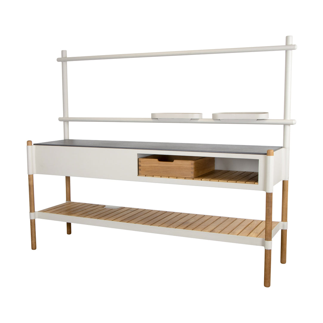 Sticks Outdoor Kitchen with Teak Shelf Outdoor Storage Boxes Cane-line