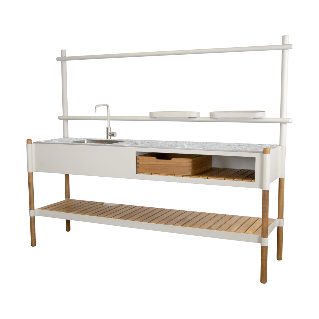 Sticks Outdoor Kitchen with Teak Shelf Outdoor Storage Boxes Cane-line