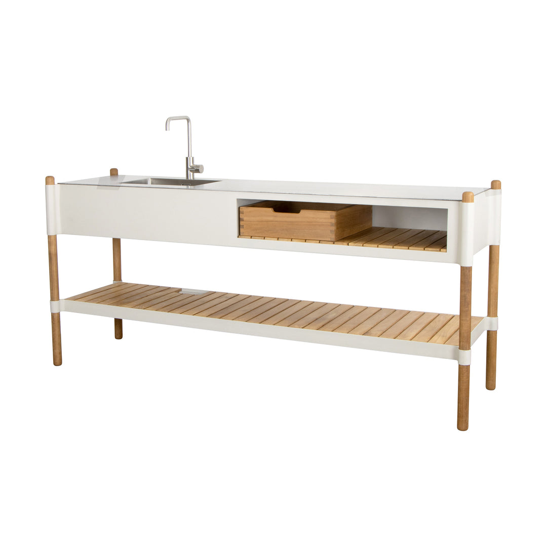 Sticks Outdoor Kitchen with Teak Shelf Outdoor Storage Boxes Cane-line