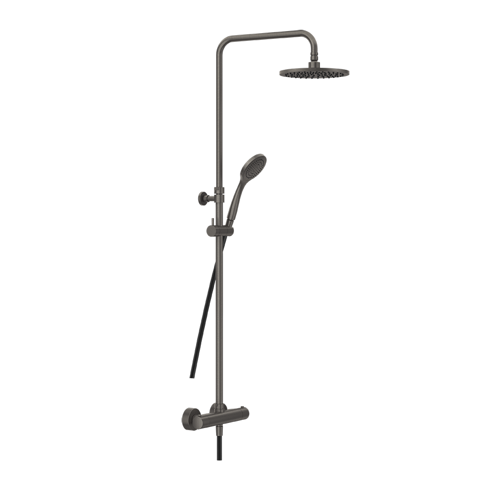 Minimalistic Thermostatic Shower Column - 35173 Showers GESSI Black Metal Brushed PVD