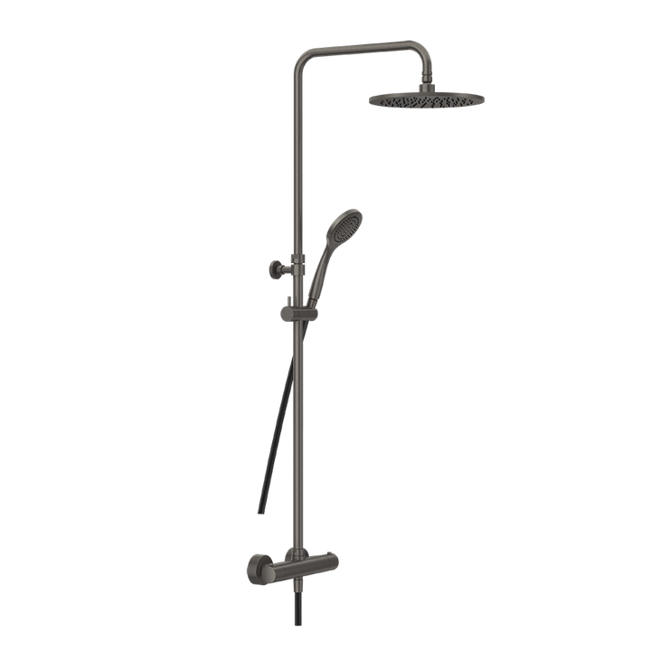 Minimalistic Thermostatic Shower Column - 35175 Showers GESSI Black Metal Brushed PVD