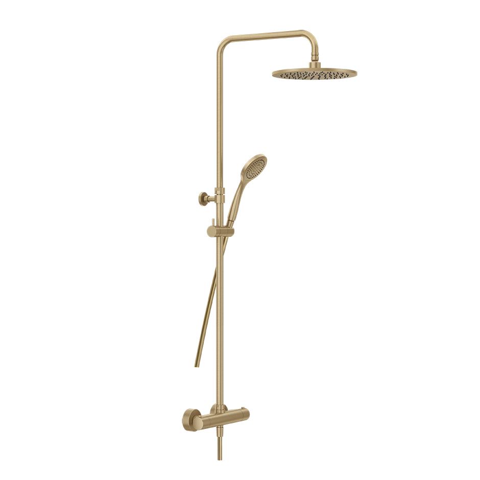Minimalistic Thermostatic Shower Column - 35175 Showers GESSI Warm Bronze Brushed PVD