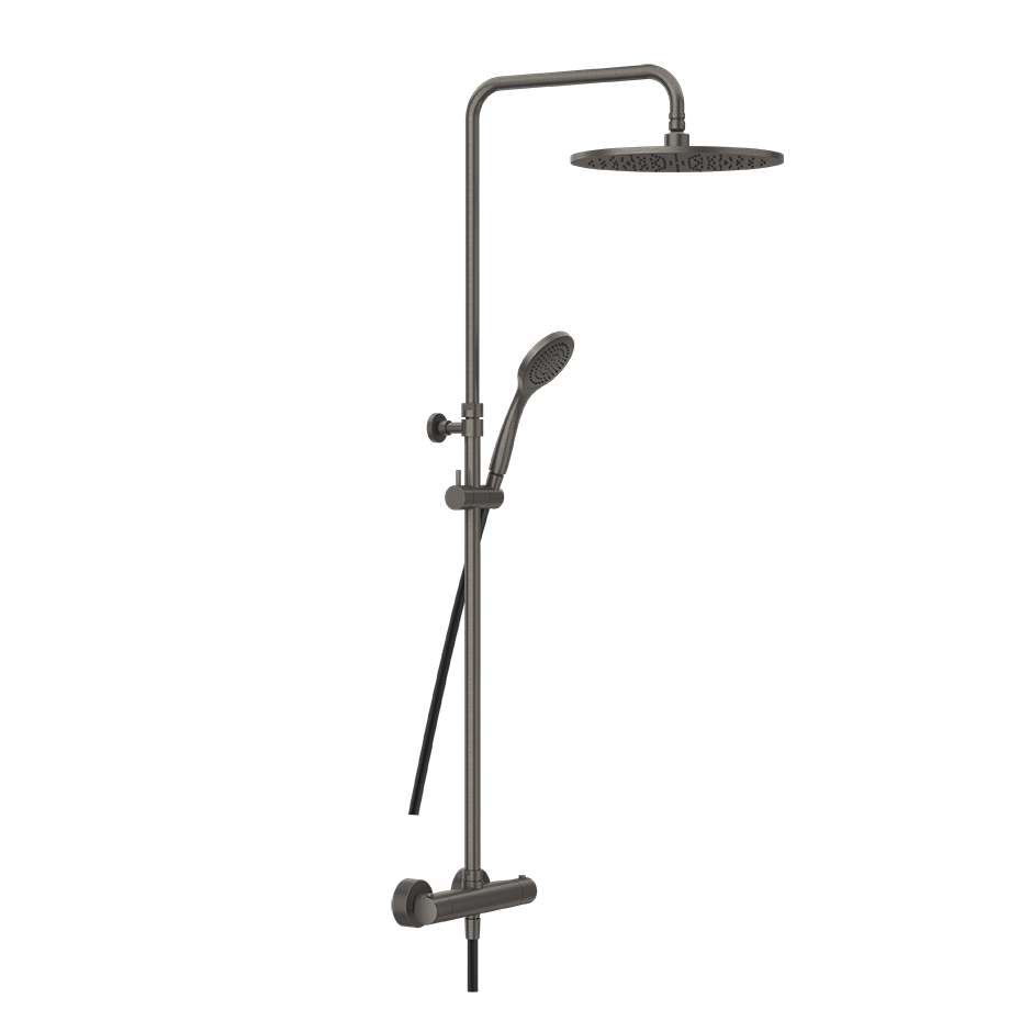 Minimalistic Thermostatic Shower Column - 35177 Showers GESSI Black Metal Brushed PVD