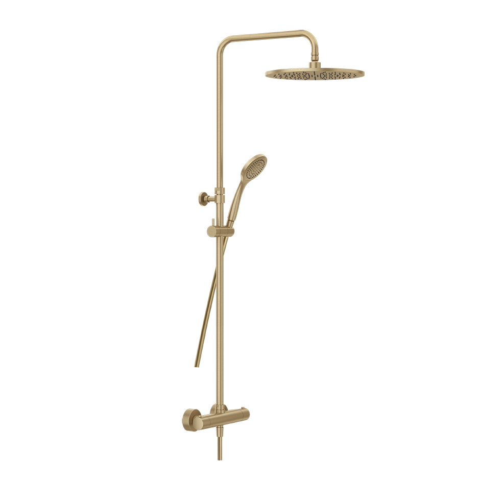 Minimalistic Thermostatic Shower Column - 35177 Showers GESSI Warm Bronze Brushed PVD
