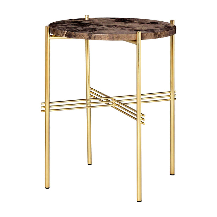 TS Round Side Table Accent Tables Gubi Brown Emperador Marble Brass