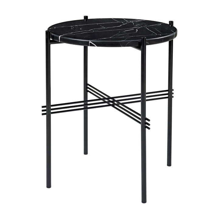 TS Round Side Table Accent Tables Gubi Black Marquina Marble Brass