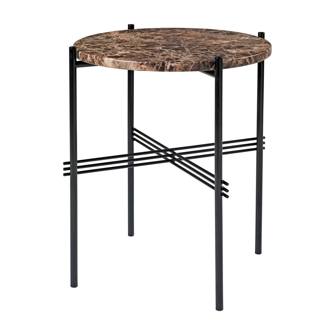TS Round Side Table Accent Tables Gubi Brown Emperador Marble Black