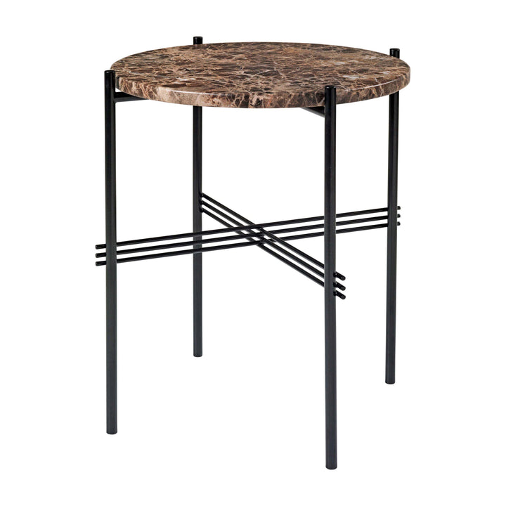 TS Round Side Table Accent Tables Gubi Brown Emperador Marble Black