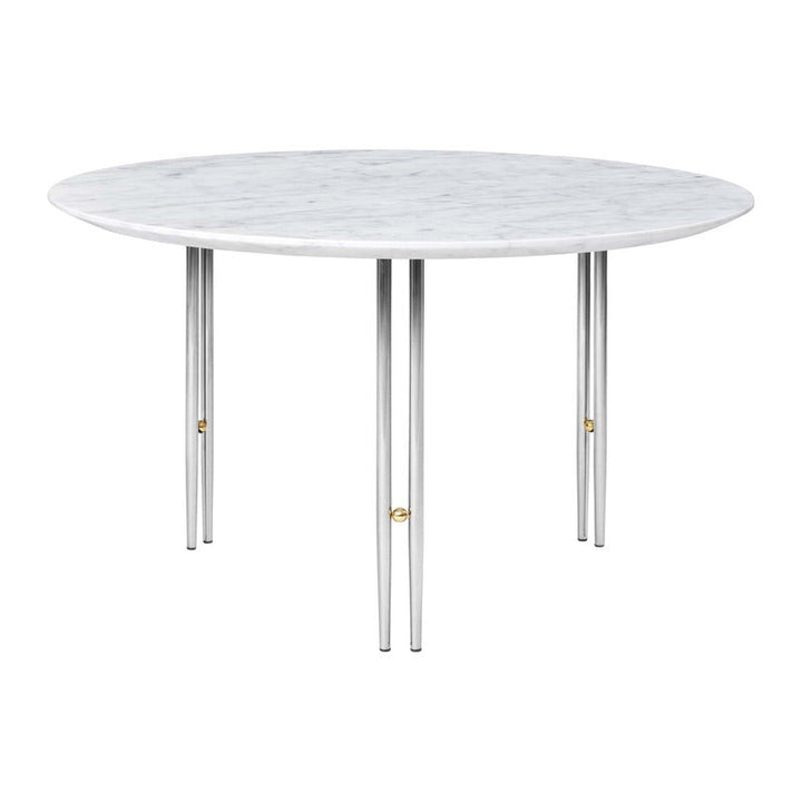 IOI Round Coffee Table Tables Gubi White Carrara Marble Chrome Medium: 27.6 diameter