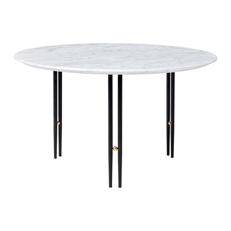 IOI Round Coffee Table Tables Gubi White Carrara Marble Black Semi Matt Medium: 27.6 diameter