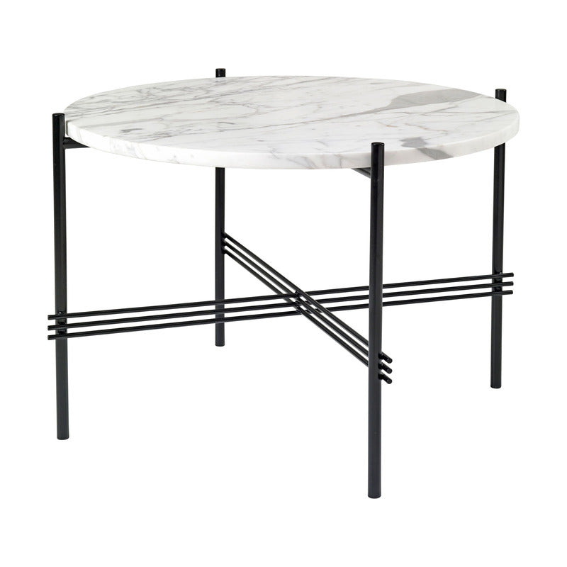 TS Round Coffee Table Tables Gubi White Carrara Marble Brass Small: 21.7 diameter