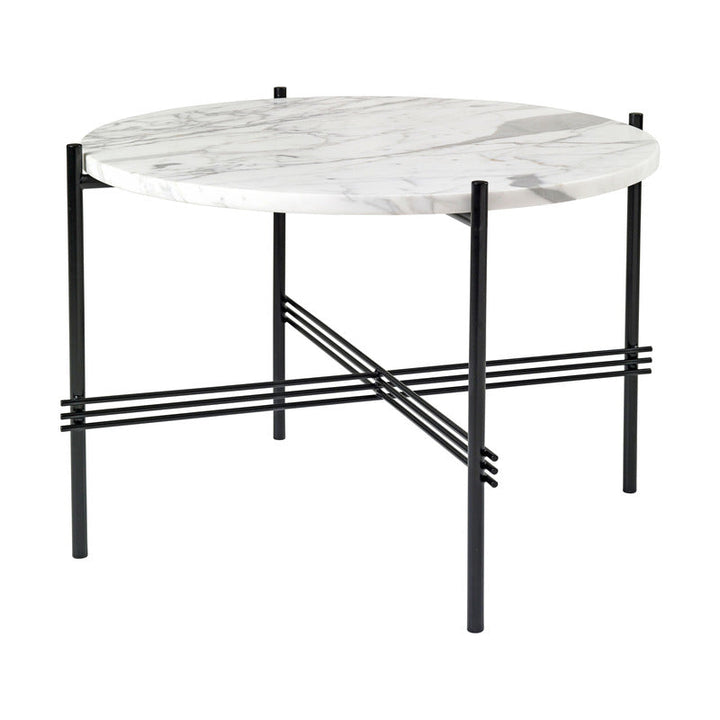 TS Round Coffee Table Tables Gubi White Carrara Marble Brass Small: 21.7 diameter