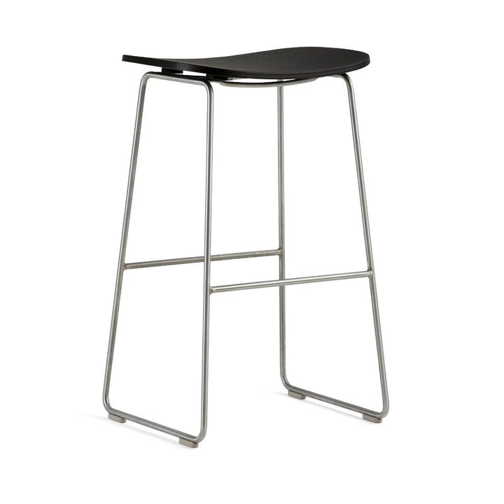 Morrison Wood Stool Table & Bar Stools Cappellini Black-Stained Ash Stainless Steel Low: 17.75 in height