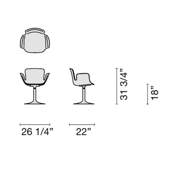 Juli Plastic Chair with Column Base Furniture Cappellini