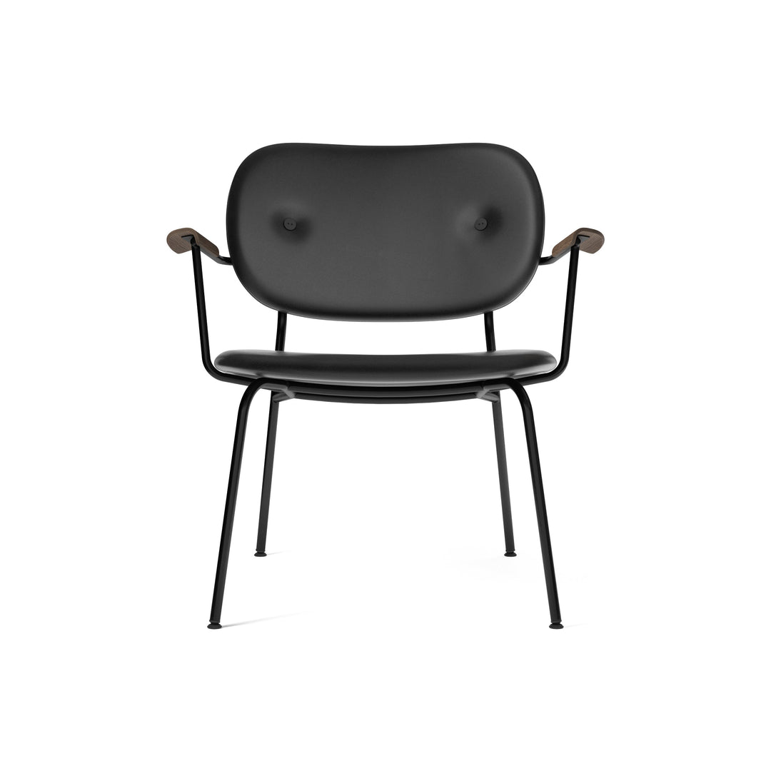 Co Fully Upholstered Lounge Chair Chairs Audo Copenhagen 0842 - Dakar Black Leather / Dark Stained Oak