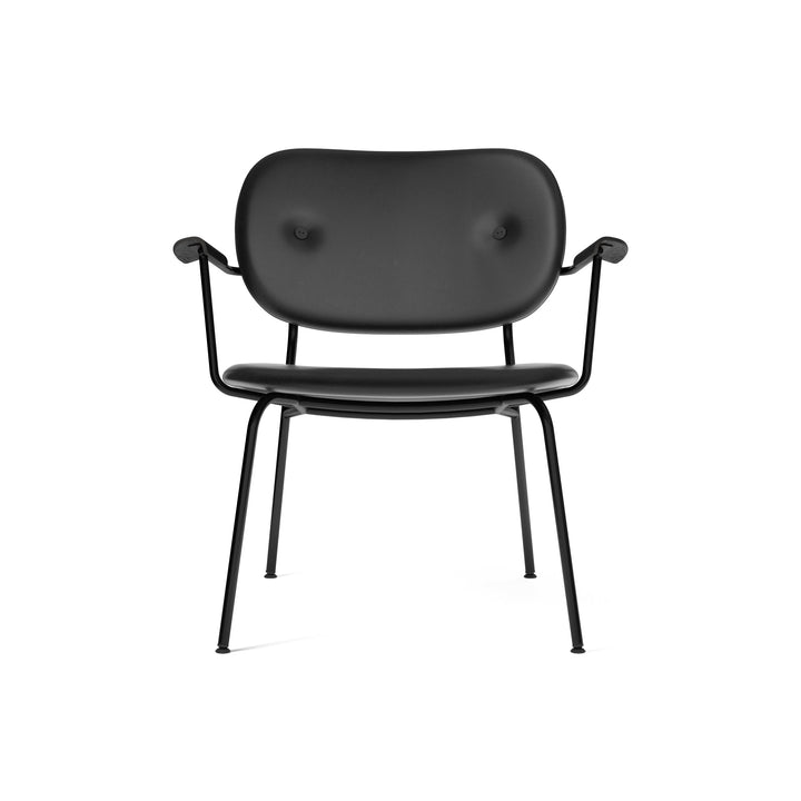 Co Fully Upholstered Lounge Chair Chairs Audo Copenhagen 0842 - Dakar Black Leather / Black Oak