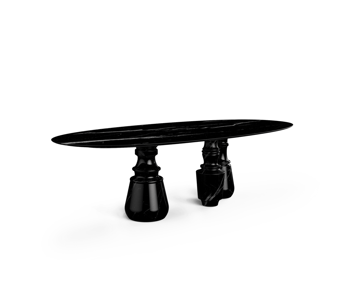 Pietra Oval Xl Nero Marquina Dining Table  Boca Do Lobo Nero Marquina Marble  