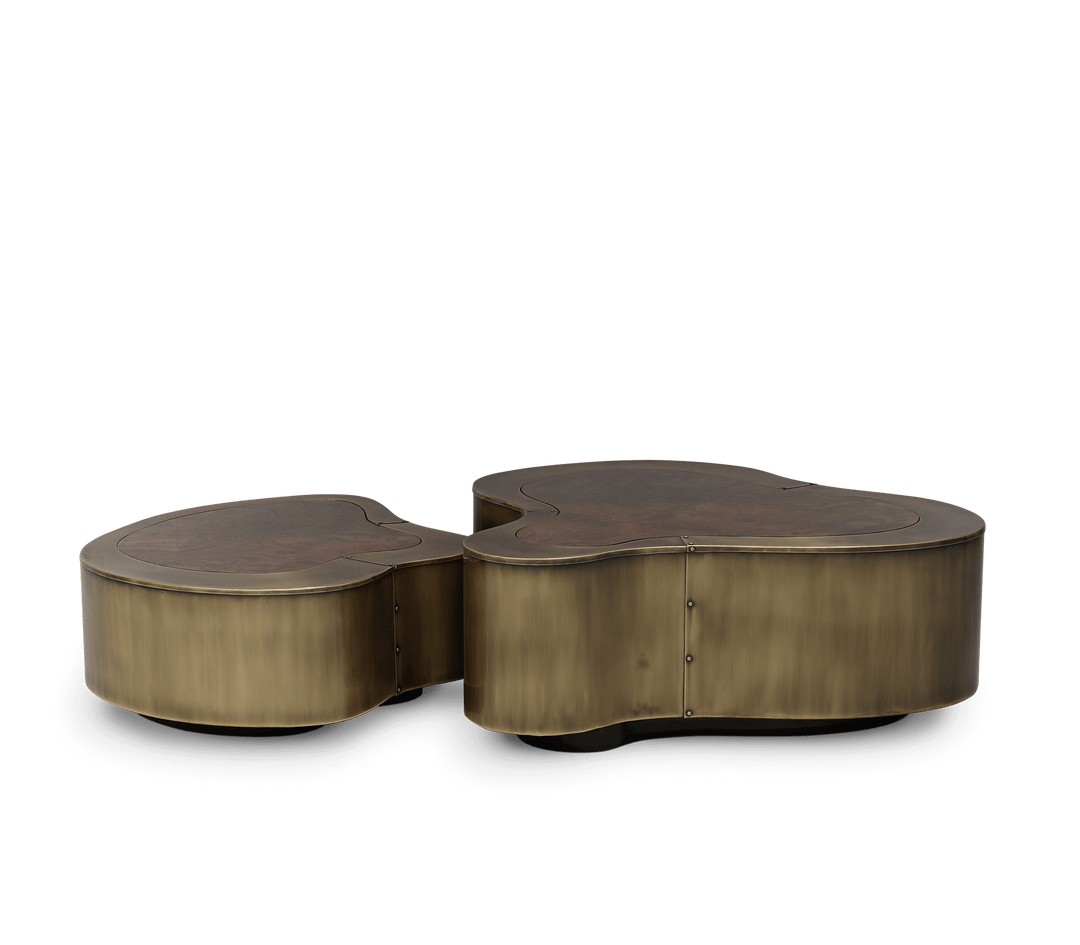 Wave Center Table  Boca Do Lobo Patina And Walnut  