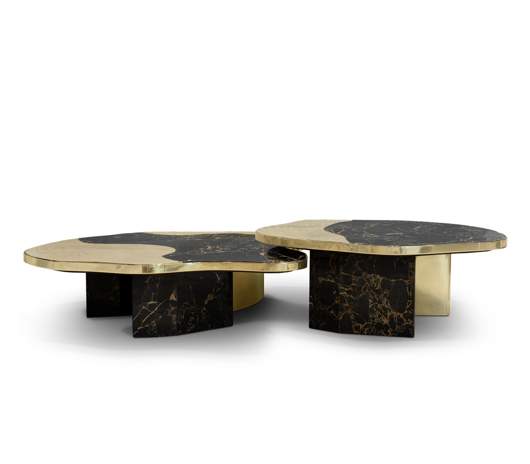 ophelia portoro marble and gold center table Coffee Tables Boca Do Lobo portoro marble and gold