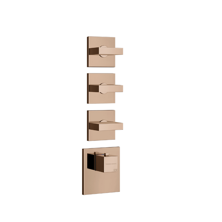 Rettangolo Wellness Thermostatic Shower Mixer with 3 Stop Valves Showers GESSI Copper PVD