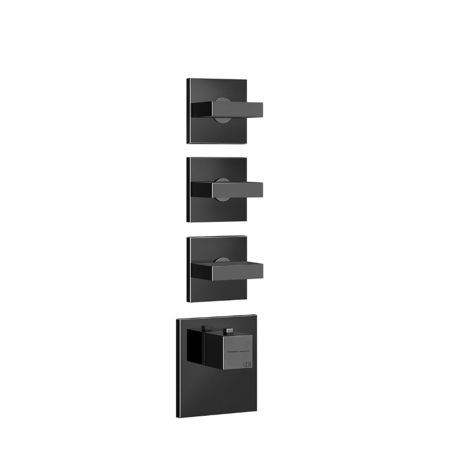 Rettangolo Wellness Thermostatic Shower Mixer with 3 Stop Valves Showers GESSI Black Metal PVD