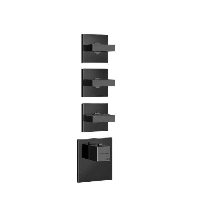 Rettangolo Wellness Thermostatic Shower Mixer with 3 Stop Valves Showers GESSI Black Metal PVD