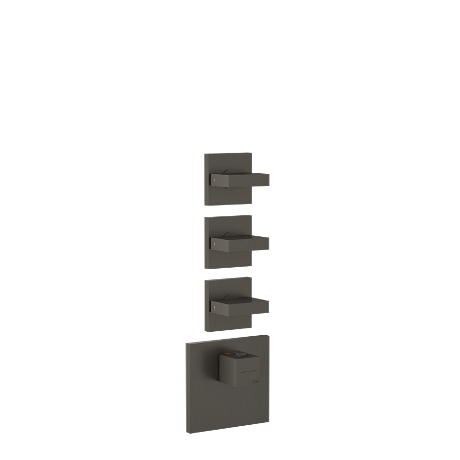 Rettangolo Wellness Thermostatic Shower Mixer with 3 Stop Valves Showers GESSI Black Metal Brushed PVD
