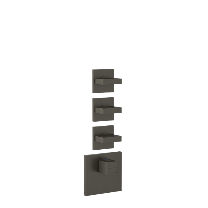 Rettangolo Wellness Thermostatic Shower Mixer with 3 Stop Valves Showers GESSI Black Metal Brushed PVD
