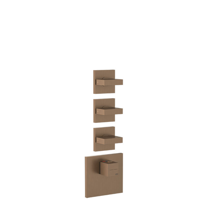 Rettangolo Wellness Thermostatic Shower Mixer with 3 Stop Valves Showers GESSI Copper Brushed PVD