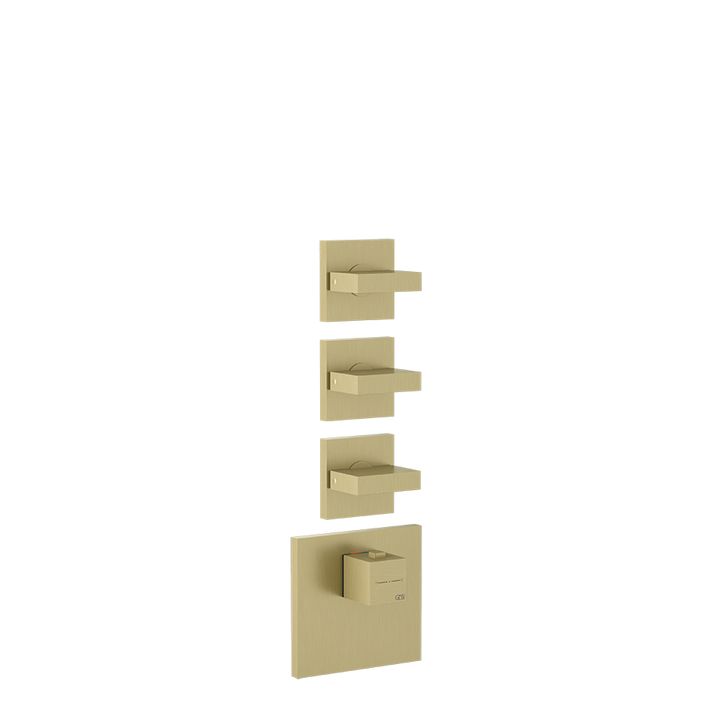 Rettangolo Wellness Thermostatic Shower Mixer with 3 Stop Valves Showers GESSI Brass Brushed PVD