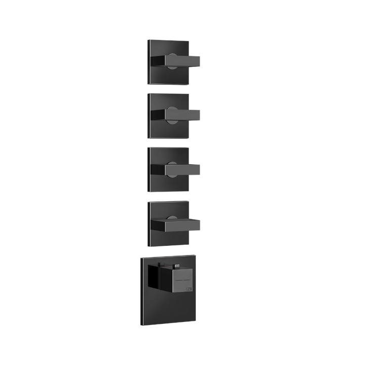 Rettangolo Wellness Thermostatic Shower Mixer Showers GESSI Black Metal PVD