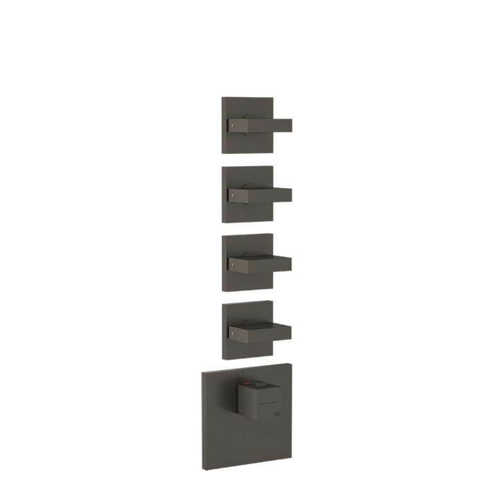 Rettangolo Wellness Thermostatic Shower Mixer Showers GESSI Black Metal Brushed PVD