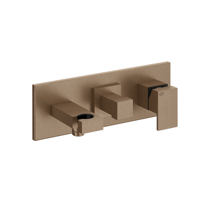 Rettangolo External parts for two-way built-in shower mixer with diverter, water outle - 44911 Built In Parts GESSI Copper Brushed PVD