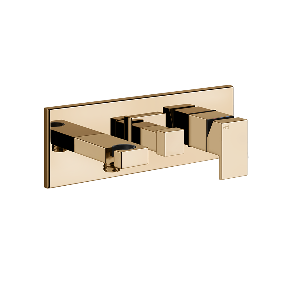 Rettangolo External parts for two-way built-in shower mixer with diverter, water outle - 44911 Built In Parts GESSI Warm Bronze PVD