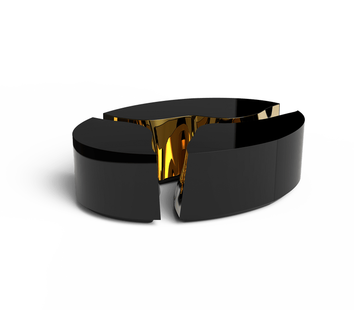 Lapiaz Oval Center Table  Boca Do Lobo Black Lacquer  