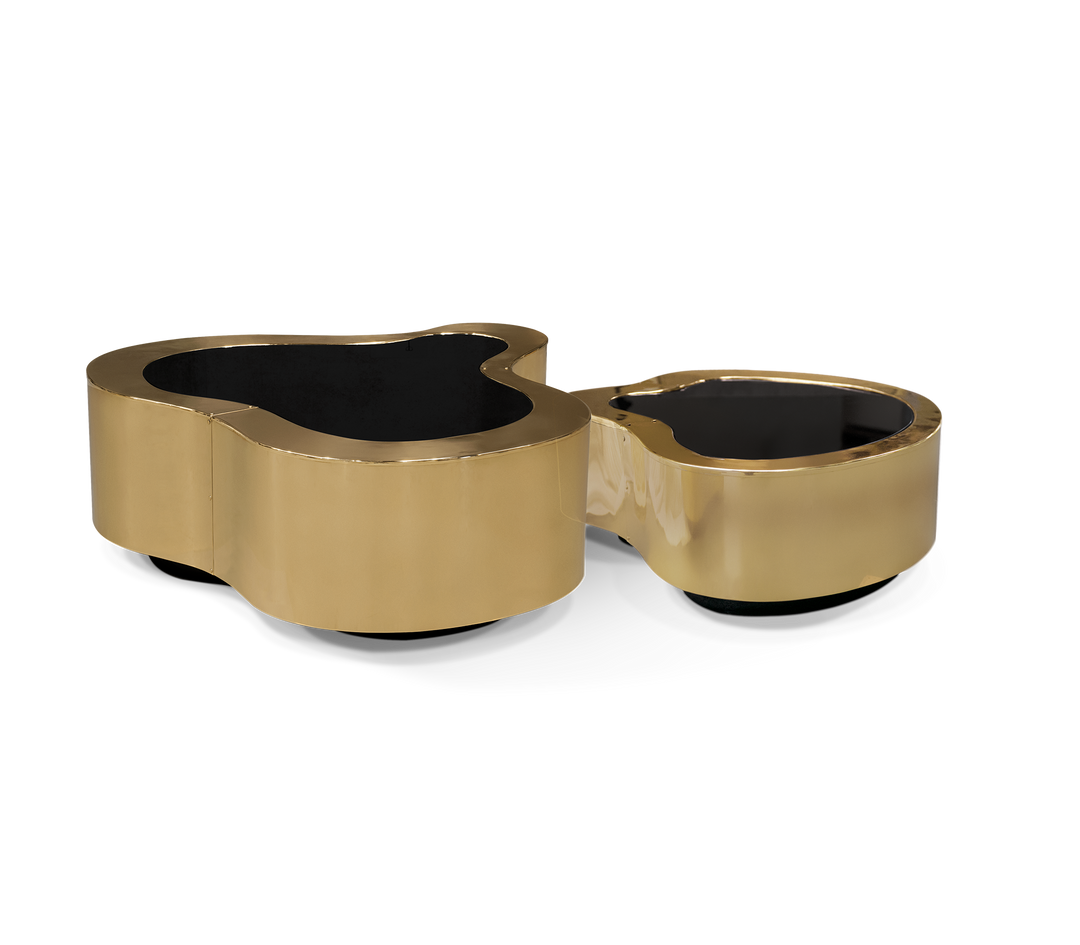 wave polished brass center table - Image 35