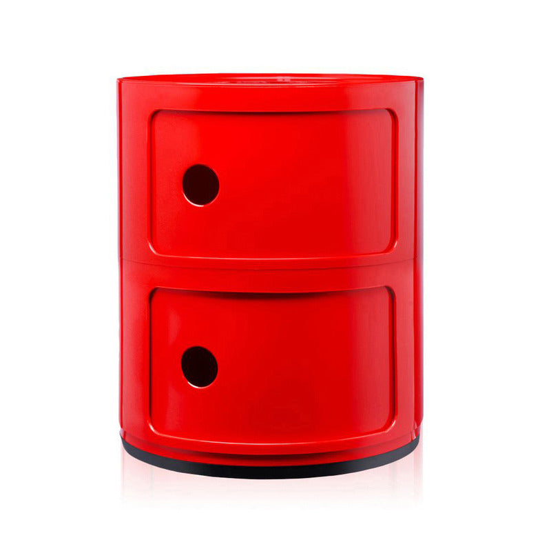 Componibili Round Storage Accent Tables Kartell Red Glossy 2 Elements: 12.6 in Dia x 15.75 in H