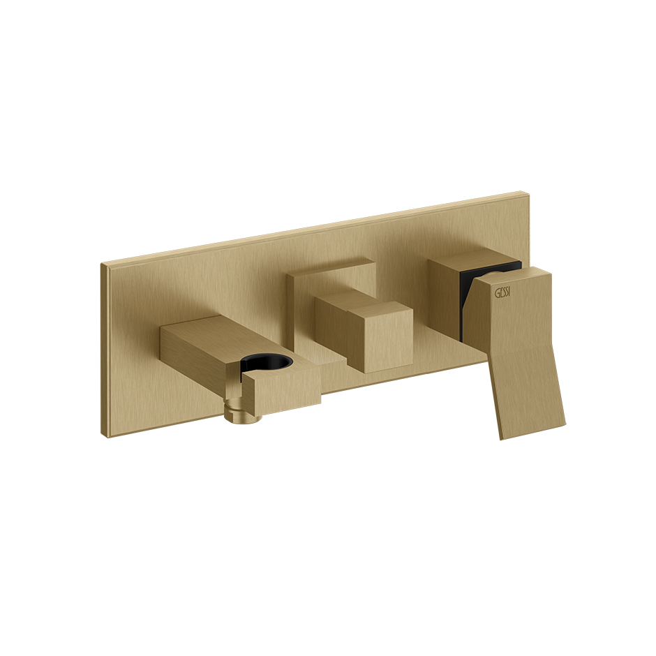 Rettangolo External parts for two-way built-in shower mixer with automatic diverter, w - 53140 Built In Parts GESSI Warm Bronze Brushed PVD