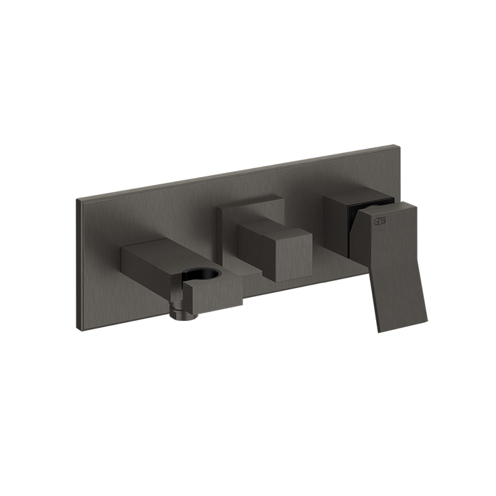 Rettangolo External parts for two-way built-in shower mixer with automatic diverter, w - 53141 Built In Parts GESSI Black Metal Brushed PVD