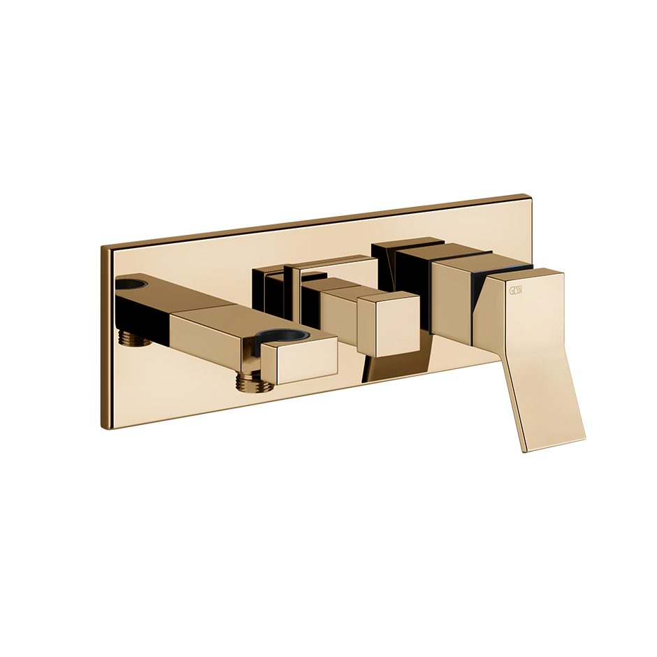 Rettangolo External parts for two-way built-in shower mixer with automatic diverter, w - 53141 Built In Parts GESSI Warm Bronze PVD
