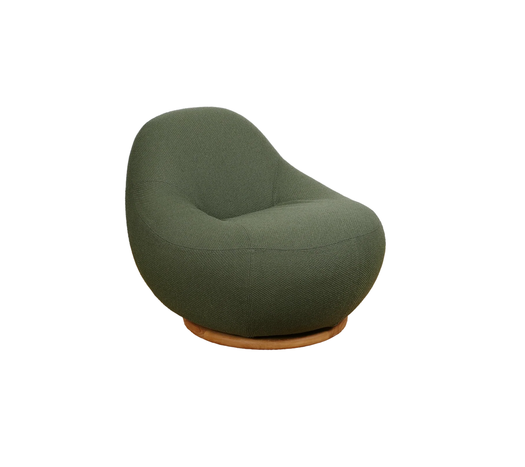 Gem lounge chair w/teak swivel Chairs Cane-line Choose lounge chair Teak incl. dark green Cane-line Rise w/QuickDry & Airflow