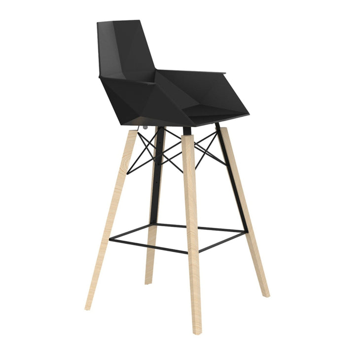 Faz Wood Stool with Arms (Set of 4) Outdoor Vondom Black Wood 1 Bar: 28.25 in height