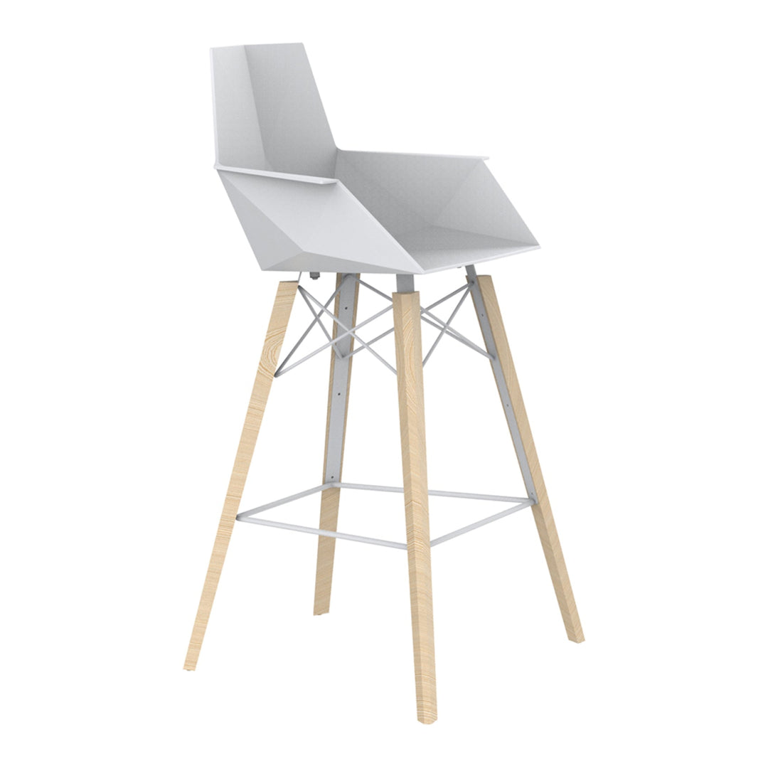 Faz Wood Stool with Arms (Set of 4) Outdoor Vondom White Wood 1 Bar: 28.25 in height