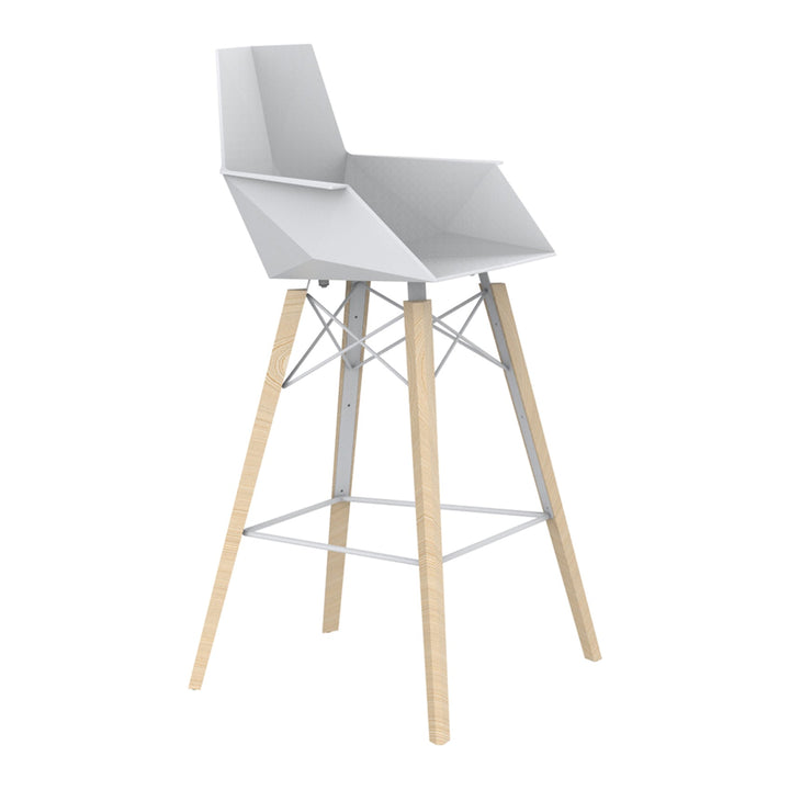 Faz Wood Stool with Arms (Set of 4) Outdoor Vondom White Wood 1 Bar: 28.25 in height