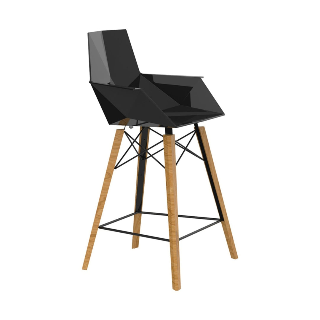 Faz Wood Stool with Arms (Set of 4) Outdoor Vondom Black Wood 2 Counter: 24.75 in height