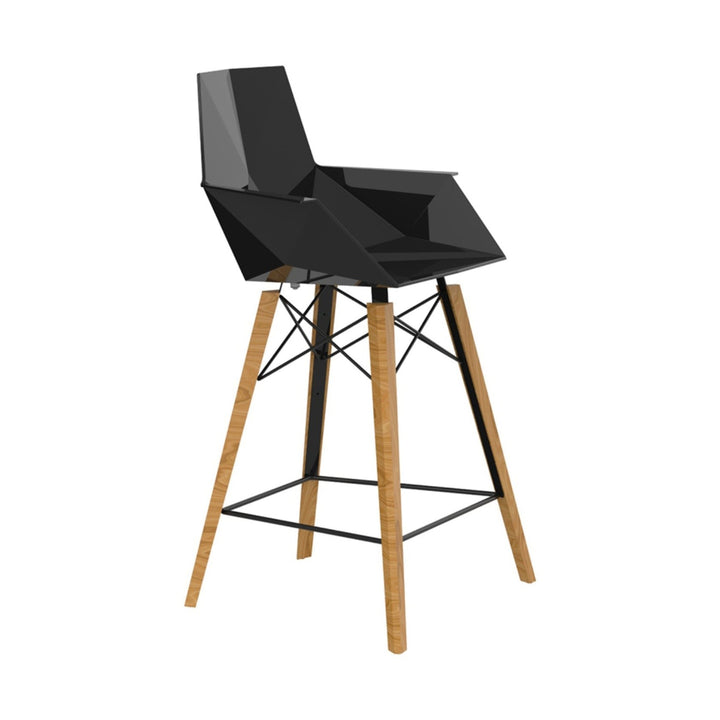 Faz Wood Stool with Arms (Set of 4) Outdoor Vondom Black Wood 2 Counter: 24.75 in height