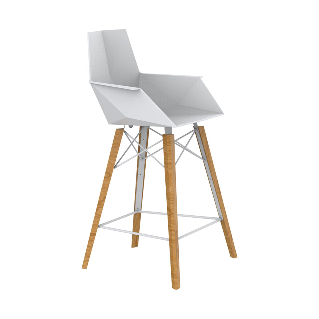 Faz Wood Stool with Arms (Set of 4) Outdoor Vondom White Wood 2 Counter: 24.75 in height